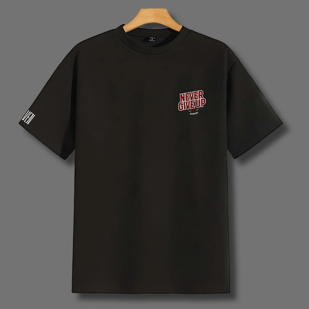 NEVER GIVE UP & STOP OVERSIZED T-SHIRT